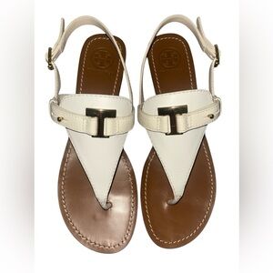 Tory Burch NIB Casey Wedge Sandals Sz 11 in Bleach/Natural.